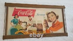 Large Coca Cola Cardboard advertising sign with Frame. Very rare! 1930's