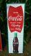 Large Coca Cola Fishtail Soda Pop Gas Station 54 Heavy Embossed Metal Sign USA