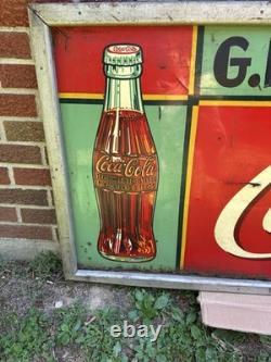 Large Coca Cola General Store Metal Sign In Wooden Frame GE Walker 72 X 30 1930s