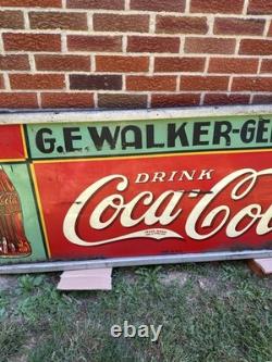 Large Coca Cola General Store Metal Sign In Wooden Frame GE Walker 72 X 30 1930s