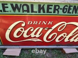 Large Coca Cola General Store Metal Sign In Wooden Frame GE Walker 72 X 30 1930s