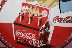 Large Coca Cola Soda Pop Delicious & Refreshing 30 Metal Porcelain Sign