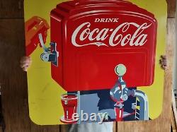 Large Coca-cola Coke Porcelain Metal Gas Pump Sign Soda Cola Fountian