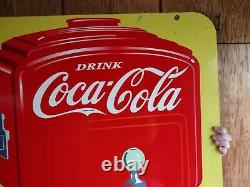 Large Coca-cola Coke Porcelain Metal Gas Pump Sign Soda Cola Fountian