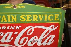 Large Drink Coca Cola Fountain Service Soda Pop 27 Porcelain Metal Sign