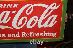 Large Drink Coca Cola Fountain Service Soda Pop 27 Porcelain Metal Sign