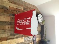 Large Metal Coca Cola Advertising Shop Spinner Sign Flange Spinning White Bottle