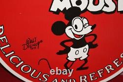 Large Mickey Mouse Coca Cola Soda Pop 30 Heavy Metal Porcelain Gas Oil Sign