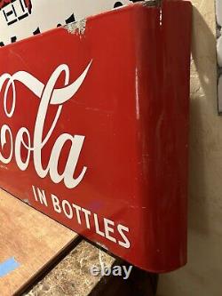Large Original & Authentic''drink Coca Cola'' Sled Porcelain Sign 44x16 Inch