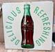 Large Porcelain COCA COLA SPANISH Advertising Sign 24x24 inches MADE IN USA