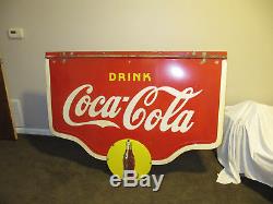 Large Porcelain Pre-War Coca- Cola Sign 60'' W x 44 3/4'' L Two sided
