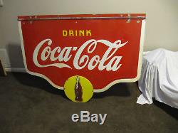 Large Porcelain Pre-War Coca- Cola Sign 60'' W x 44 3/4'' L Two sided