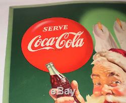 Large RARE ORIGINAL Vtg 1952 Coca-Cola Santa Advertising Store Sign Soda 1950s