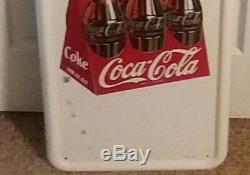 Large Rare 1947 Coca Cola Carton Pilaster Sign & Red Button in Great Condition
