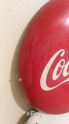 Large Rare 1947 Coca Cola Carton Pilaster Sign With Red Button
