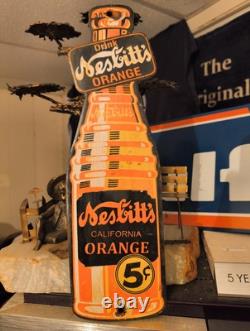 Large Rare Drink Nesbitt's Orange Soda Pop Dealer Porcelain Metal Sign Coke Cola