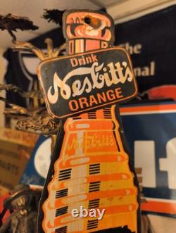 Large Rare Drink Nesbitt's Orange Soda Pop Dealer Porcelain Metal Sign Coke Cola