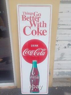 Large Thing's Go Better With Coke Embossed Tin/Metal Sign