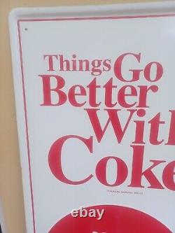 Large Thing's Go Better With Coke Embossed Tin/Metal Sign