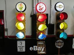 Large Traffic Light Gas Pump Globe Sign Pole Harley Coke OK Cars Corvette COOL