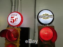 Large Traffic Light Gas Pump Globe Sign Pole Harley Coke OK Cars Corvette COOL