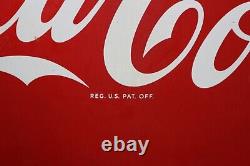 Large Vintage 1940's Coca Cola Soda Pop 36 Embossed Porcelain Metal Sign