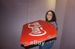 Large Vintage 1940's Coca Cola Soda Pop 36 Embossed Porcelain Metal Sign