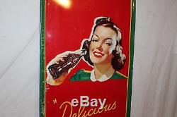 Large Vintage 1942 Drink Coca Cola Coke Soda Pop Bottle 54 Metal Sign