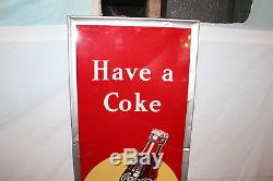 Large Vintage 1947 Coca Cola Soda Pop Bottle 54 Embossed Metal Sign