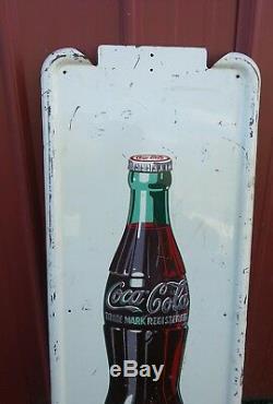 Large Vintage 1947 Coca Cola Soda Pop Bottle Metal Sign