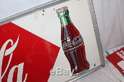 Large Vintage 1949 Drink Coca Cola Soda Pop Bottle Gas Station 54 Metal Sign