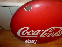 Large Vintage 1950's Coca Cola 36 Porcelain Metal Button Sign