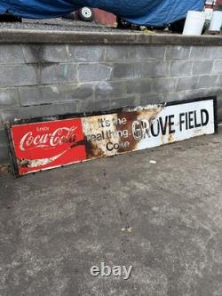 Large Vintage 1950s-1960s metal Coca Cola Sign. 10ft x 2ft