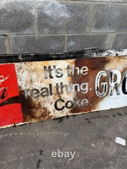 Large Vintage 1950s-1960s metal Coca Cola Sign. 10ft x 2ft