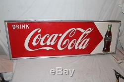 Large Vintage 1951 Drink Coca Cola Soda Pop Bottle Gas Station 54 Metal Sign