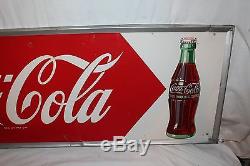 Large Vintage 1952 Drink Coca Cola Soda Pop Bottle 54 Metal Sign