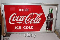 Large Vintage 1953 Drink Coca Cola Soda Pop Bottle 56 Metal Sign