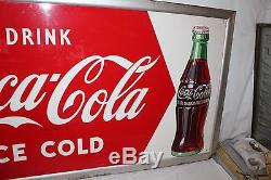 Large Vintage 1953 Drink Coca Cola Soda Pop Bottle 56 Metal Sign