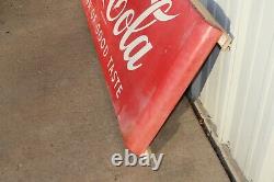 Large Vintage 1958 Coca Cola Soda Pop 67 Metal Curved Ends Sled Sign