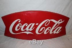 Large Vintage 1962 Coca Cola Fishtail Soda Pop Gas Station 43 Metal SignNice