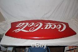 Large Vintage 1962 Coca Cola Fishtail Soda Pop Gas Station 43 Metal SignNice