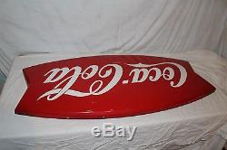 Large Vintage 1962 Coca Cola Fishtail Soda Pop Gas Station 43 Metal Sign