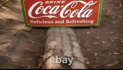 Large Vintage Coca Cola Drug Storerare Porcelain Enamel Sign 60x30 Inch