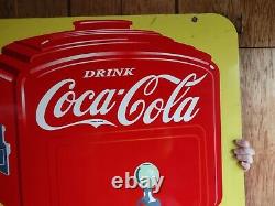 Large Vintage Coca-cola Porcelain Soda Heavy Gas Station Sign Coke Beverage