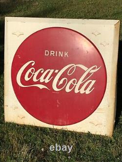 Large Vintage Drink Coca Cola Soda Pop Gas Station Metal Sign