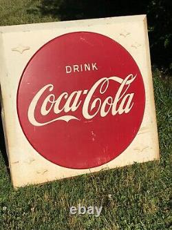 Large Vintage Drink Coca Cola Soda Pop Gas Station Metal Sign
