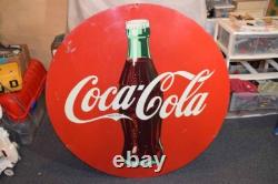 Large Vintage Heavy Metal Coke Coca Cola Sign 45.5 HTF GUC