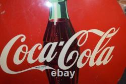 Large Vintage Heavy Metal Coke Coca Cola Sign 45.5 HTF GUC