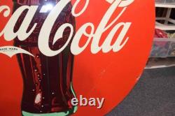 Large Vintage Heavy Metal Coke Coca Cola Sign 45.5 HTF GUC