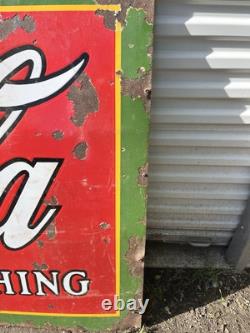 Large Vintage Original 1930s Coca-Cola Porcelain Sign Barn Find Beautiful